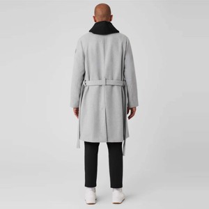 Manteau classique en laine pour hommes, manteau d'hiver long avec fermeture boutonnée, pardessus formel sur mesure pour les affaires - Product Image 3