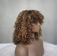 Encaje HD vietnamita súper doblemente trenzado para peluca bob de encaje con flequillo, rizo de lujo en 3 tonos de color para mujeres negras, venta al por mayor