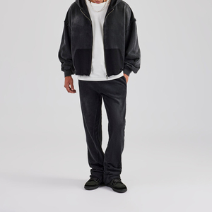 Conjunto de chándal Jogger ajustado para hombre de etiqueta privada logotipo personalizado 3M reflectante lavado con ácido cremallera traje deportivo de invierno de dos piezas - Product Image 2