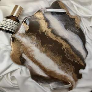 Artistic resin serving tray unique handcrafted pattern ideal for home entertaining parties celebrations or <b>gifting</b> ideas - Product Image 2