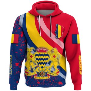 เสื้อฮู้ดแขนยาวของผู้ชายเสื้อสเวตเชิ้ตแบบสวมหัวแนวสปอร์ตแบบกำหนดเองโลโก้ธงชาติอเมริกันสีทึบ - Product Image 3