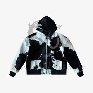 Double Zip Cowhide Unisex Winter Breathable Windproof Heated Hoodie <b>Black</b> White - Product Image 1