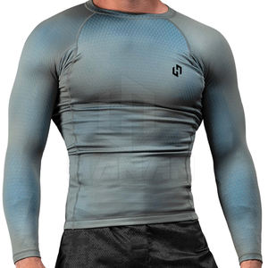 Camisas de compresión de secado rápido de manga larga para hombre, ropa de entrenamiento de gimnasio transpirable de LICRA/poliéster, ropa de entrenamiento - Product Image 3