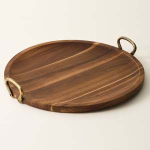 Lo último en bandeja decorativa redonda de madera con mango para servir comida, elegante para el hogar, Hotel, restaurante, uso de bebidas y bandeja para servir comida - Product Image 3