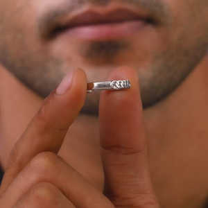 Bague classique en argent pour hommes élégants Bague à la mode Design élégant Chaîne Bijoux Bague pour lui Fête Mariage ou Usage quotidien - Product Image 5