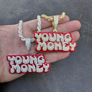 Colgante Hip Hop de Moissanita con Diamantes Estilo Young Money, Oro Amarillo de 18k Auténtico y Plata de Ley 925, Colgante de Moissanita VVS1 Unisex - Product Image 1