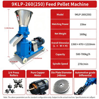 Machine à granulés d'aliments pour animaux Série 9KLP, moteur en cuivre pur, moulin à granulés pour volailles, pour la fabrication d'aliments pour poulets, canards, bovins