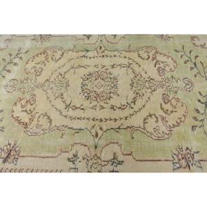 Alfombra turca vintage grande de 5,2x8,2 pies, forro de látex de lana beige, patrón de retales, estilo Tabriz para adolescentes, modelo de número de habitación, alfombra - Product Image 5