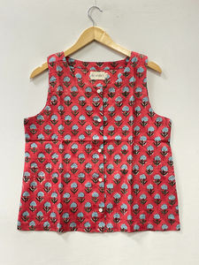 Camisetas sin Mangas de Algodón con Estampado Floral Ecológicas para Mujer, Estilo Japonés, Ligeras, con Botones Delanteros, Casuales para el Día a Día - Product Image 2