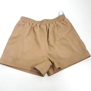 Breathable Wholesale Leather <b>Shorts</b> With Solid <b>Slim</b> <b>Fit</b> <b>Cargo</b> Knee Cut And OEM Service For Men Casual Summer Leather Daily - Product Image 1