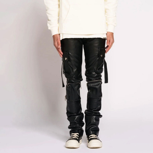 Pantalon d'hiver décontracté pour homme en cuir véritable de haute qualité, coupe droite, écologique, imperméable, respirant et anti-UV - Product Image 1