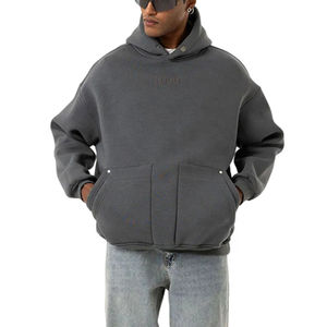 Sweat-shirt à capuche en polaire pour homme en gros, avec logo personnalisé, poche, coupe ample et ample, tissu respirant et anti-froissement - Product Image 1