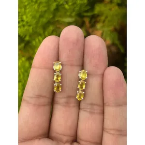 18K Gold 925 Silver <b>Stud</b> <b>Earrings</b> Yellow Sapphire Diamond Zircon Pearl Gold Plated Rose Gold for Engagement Wedding Anniversary - Product Image 1