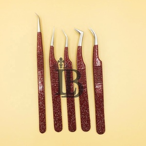 Nouvelles pinces à épiler pour extensions de cils avec pointe dorée scintillante, couleur marron, pinces à épiler personnalisées, magnifiques pinces à épiler, cils de vison - Product Image 4