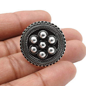 Top Selling Product in 2024 Solid 925 Sterling Oxidized Silver Round Shape Elegant <b>Ring</b> for Her Indian Handmade Jewelry Exporter - Product Image 3