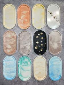 Plateau ovale gravé fleur plat béton Silicone moule ciment stockage plaque plat résine époxy moule pour la décoration de la maison - Product Image 5