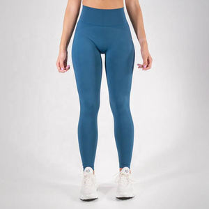 Leggings de Punto Personalizados de Alta Calidad para Mujer, Nuevo Estilo, Diseño Sólido, Pantalones Deportivos para Entrenamiento, Logotipo Impreso en la Cintura - Product Image 2