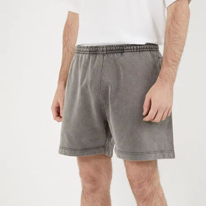 กางเกงขาสั้นผ้าเกล็ดปลาเทอร์รี่สำหรับผู้ชายวินเทจซักด้วยกรดไซส์ใหญ่พิเศษออกแบบโลโก้ได้ตามต้องการ - Product Image 1