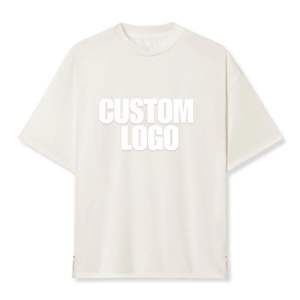 Camiseta de entrenamiento de gran tamaño de marfil, camiseta de gimnasio de rendimiento, camiseta de entrenamiento atlético de secado rápido antimicrobiano que absorbe el sudor - Product Image 1