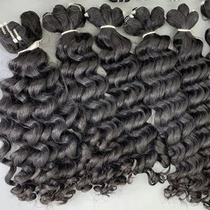 Extensiones de Cabello Humano Natural de Grado Superior, Cabello Virgen Vietnamita de Color Negro Rizado Profundo, Doble Trama, Venta al por Mayor de Fábrica - Product Image 1