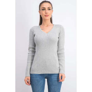 Cardigan da donna DKNY taglia XL, con fili metallizzati argentati, decorato, basic casual, stile coreano, traspirante - Product Image 1