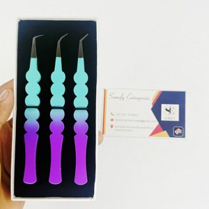 Pince à épiler à pointe en fibre d'extension de cils en acier inoxydable à deux tons de marque privée nouvelle collection de design produit durable - Product Image 3