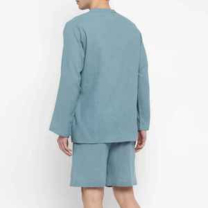 Camiseta informal de secado rápido con cuello en V y pantalones cortos con cordón, conjunto doble de 2 piezas para hombre - Product Image 5