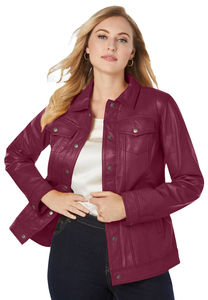 Veste tendance en cuir originale de couleur unie à manches longues avec fermeture éclair à col montant pour hommes de haute qualité - Product Image 2