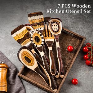 Juego de utensilios de cocina modernos de madera de Pakka marrón, los más vendidos, de alta calidad, con mango largo, diseño personalizado, cucharas de cocina ecológicas, gratis - Product Image 4