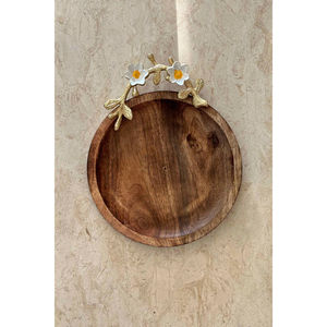 Cuenco de madera redondo de diseño antiguo con flor de Metal dorado, cuenco para servir sopa para accesorios de utensilios de cocina a buen precio - Product Image 2