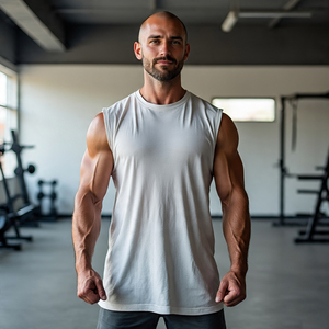 Muscle Fitness Boxy chaleco Top hombres gimnasio cuello redondo culturismo corte hombro chaleco hombres entrenamiento Boxy chaleco hombres - Product Image 5