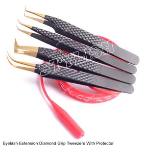 Pince à épiler à extension de cils pointue avec logo personnalisé Diamond Grip Acier inoxydable de haute qualité disponible dans toutes les couleurs pour cils volumineux - Product Image 6