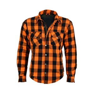 Camisa de Motociclista con Protección de Nivel 2 para Hombre y Mujer, Personalizada en Naranja y Negro, Resistente a la Abrasión, de Franela, Ignífuga, Anti-UV, con Cremallera YKK - Product Image 5