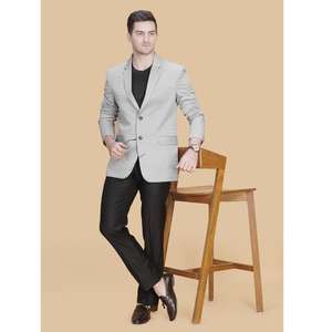 Costume de bureau pour homme en polyester gris clair de qualité d'exportation, vêtement formel tendance pour les affaires et les événements, disponible à bas prix - Product Image 1