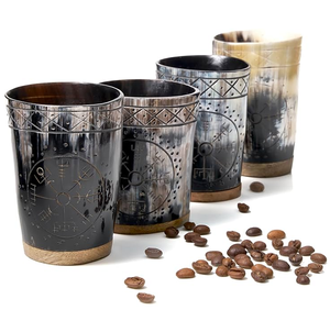 Haute qualité corne de buffle verre à boire authentique sculpté à la main corne de buffle verre laiton Design artisanat Top vente - Product Image 6