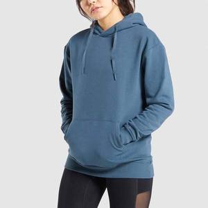 Prix de gros OEM pull uni lâche dames mode tendance gym tops femmes polaire à capuche entièrement personnalisé avec logo marque - Product Image 1