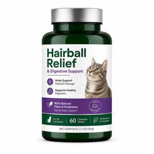 OEM Maßgeschneiderte Katzen-Haarball-Entfernungstabletten Private Label Slippery Elm Kürbis Inulin Verdauungsunterstützungs-Nahrungsergänzungsmittel Fabrik Niedriger MOQ - Product Image 1