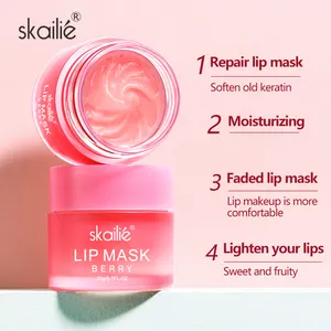 Wholesale Private Label Nourish Protect Lips Care Night Sleep Mask Pink Berry Lip Sleeping Mask For Female