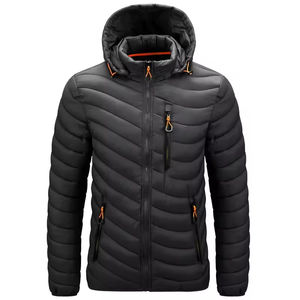 Veste d'hiver matelassée épaisse à capuche avec fermeture éclair pour homme, veste d'hiver chaude matelassée, vente en gros OEM ODM - Product Image 2