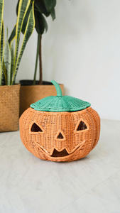 Artículo de temporada, cesta de almacenamiento duradera tejida a mano, cesta de regalo de ratán con forma de calabaza, calabaza mágica con tapa para decoración de Halloween - Product Image 5