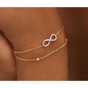 Lab Grown Diamond Infinity <b>Bracelet</b> 10k 14k 18k <b>Gold</b> <b>White</b> Yellow Rose <b>Bracelets</b> Full Custom Gift for Women Make to Order - Product Image 1