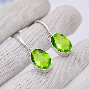 Precio de fábrica de alta calidad, piedra preciosa de Peridoto, pendiente colgante de gota de Plata de Ley 925, regalo hecho a mano para ella, venta al por mayor - Product Image 3