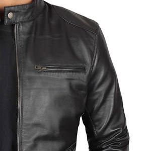 Veste en cuir vintage pour homme Chaude et coupe-vent Veste en cuir de couleur unie Vente directe d'usine Vestes en cuir pour homme - Product Image 6