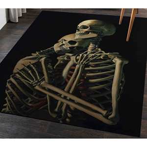 Alfombra de Pareja de Esqueletos Abrazados: Decoración Moderna para el Hogar de Estilo Gótico, Alfombra Delgada de Tela No Tejida - Product Image 3