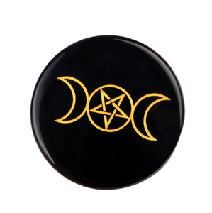 Venta al por mayor de ágata negra, piedras preciosas naturales, rodajas de ágata con símbolo grabado, disco de ágata de carga Reiki para curación - Product Image 6