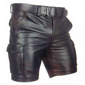 Shorts en cuir légers pour hommes en gros Shorts en cuir pour hommes avec cordon de serrage confortables Shorts en cuir les plus vendus pour l'été - Product Image 1