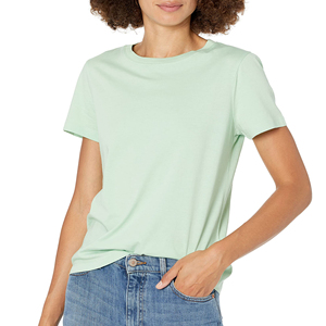 Camisetas de algodón para Mujer | Tops lisos de manga corta con cuello redondo informal | Camisetas de algodón con cuello redondo suaves y cómodas para mujer - Product Image 1