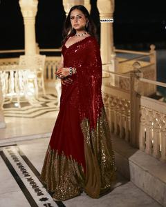 Best Selling Indian Bollywood Rich Look Fancy Ethnic Georgette <b>Fabric</b> <b>Sari</b> Most Trendy Export Latest Exclusive Party Wear Women - Product Image 5