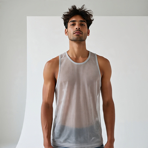 เสื้อกล้ามตาข่ายแห้งเร็วสำหรับผู้ชายเสื้อสำหรับออกกำลังกายฟิตเนสออกกำลังกายแบบตาข่าย - Product Image 3