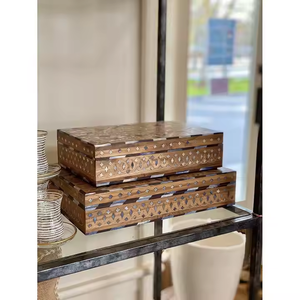 Nouvelle boîte de rangement en incrustation d'os, en bois de manguier massif, boîte décorative pour salon, salle de bain, cuisine, usage domestique, vente en gros de boîtes en os 2025 - Product Image 4